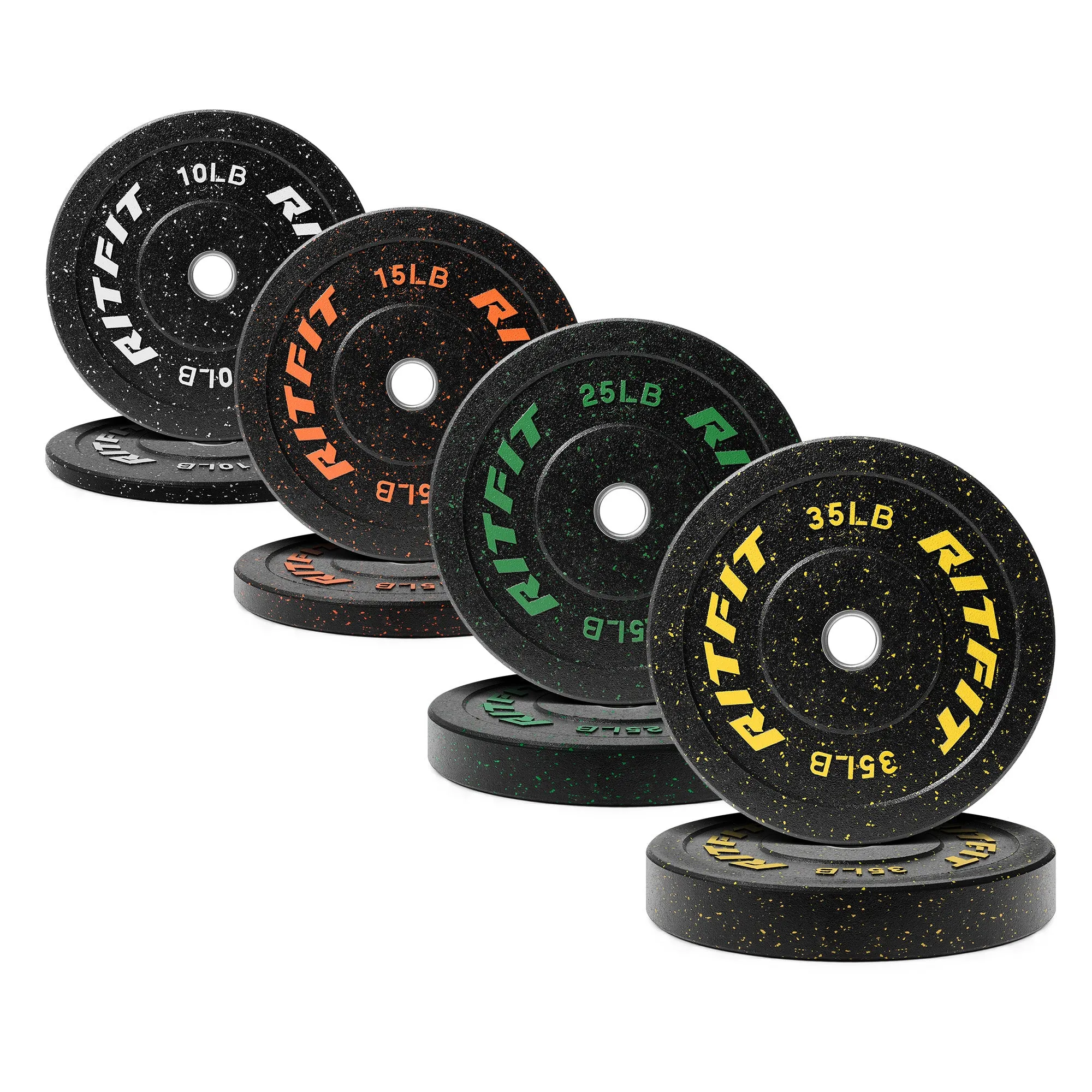 RitFit Fleck Bumper Plates 2-Inch Olympic Rubber Weight Plates