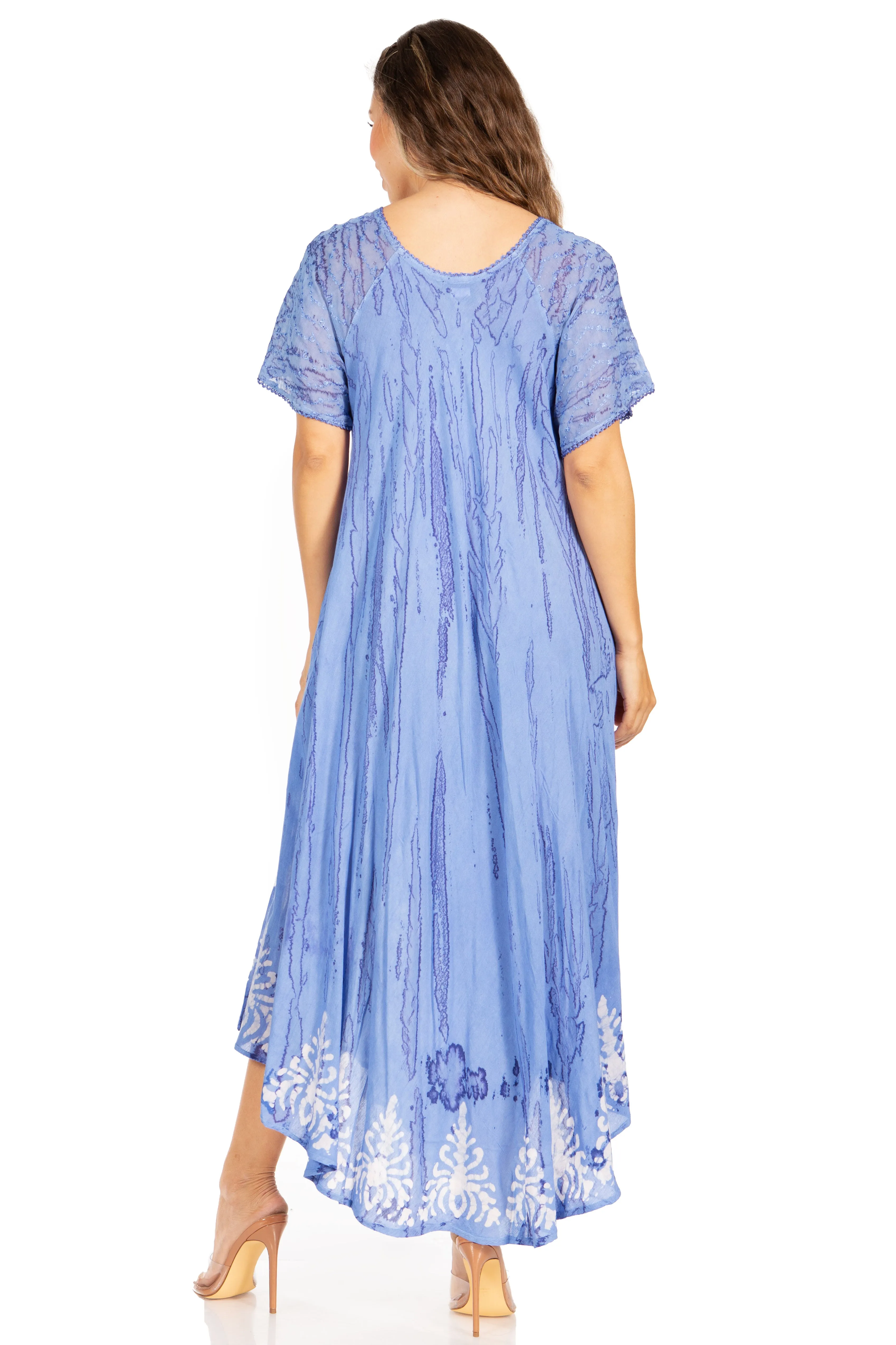 Sakkas Devora Women's Maxi NightGown Caftan Kaftan Dress Tie Dye Batik & Corset