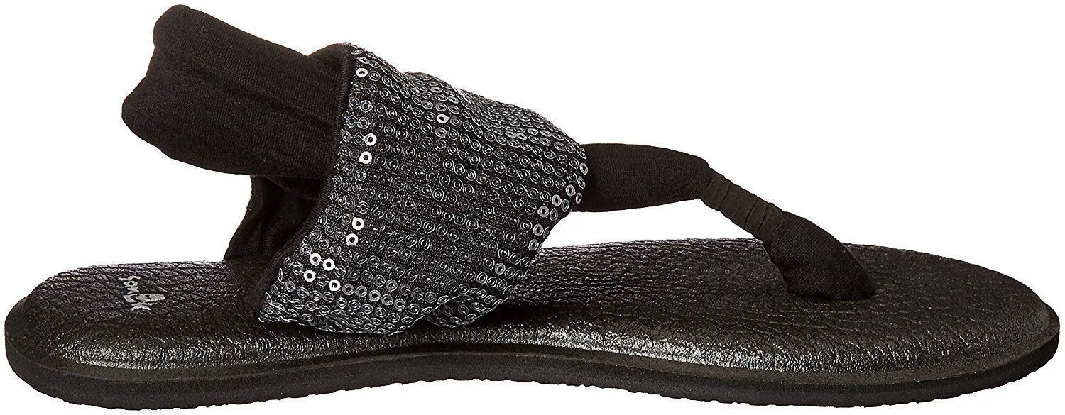 Sanuk Women's Yoga Sling Sequins Black Sandals