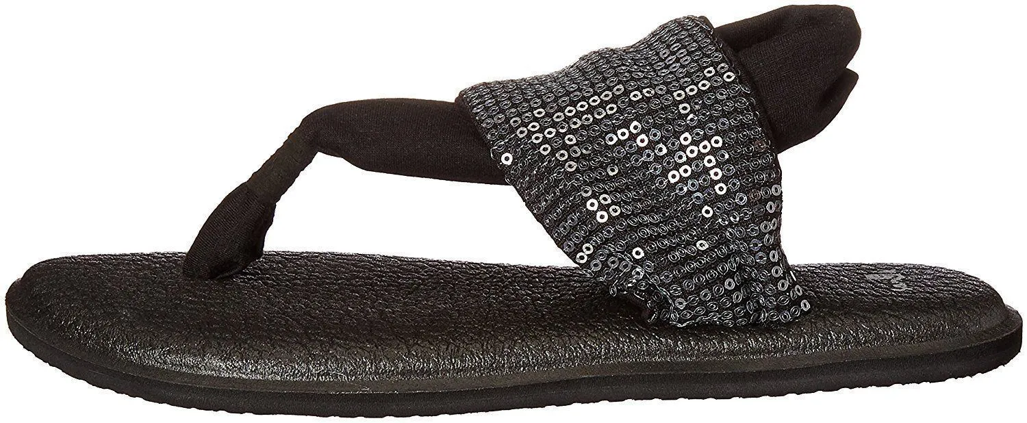 Sanuk Women's Yoga Sling Sequins Black Sandals