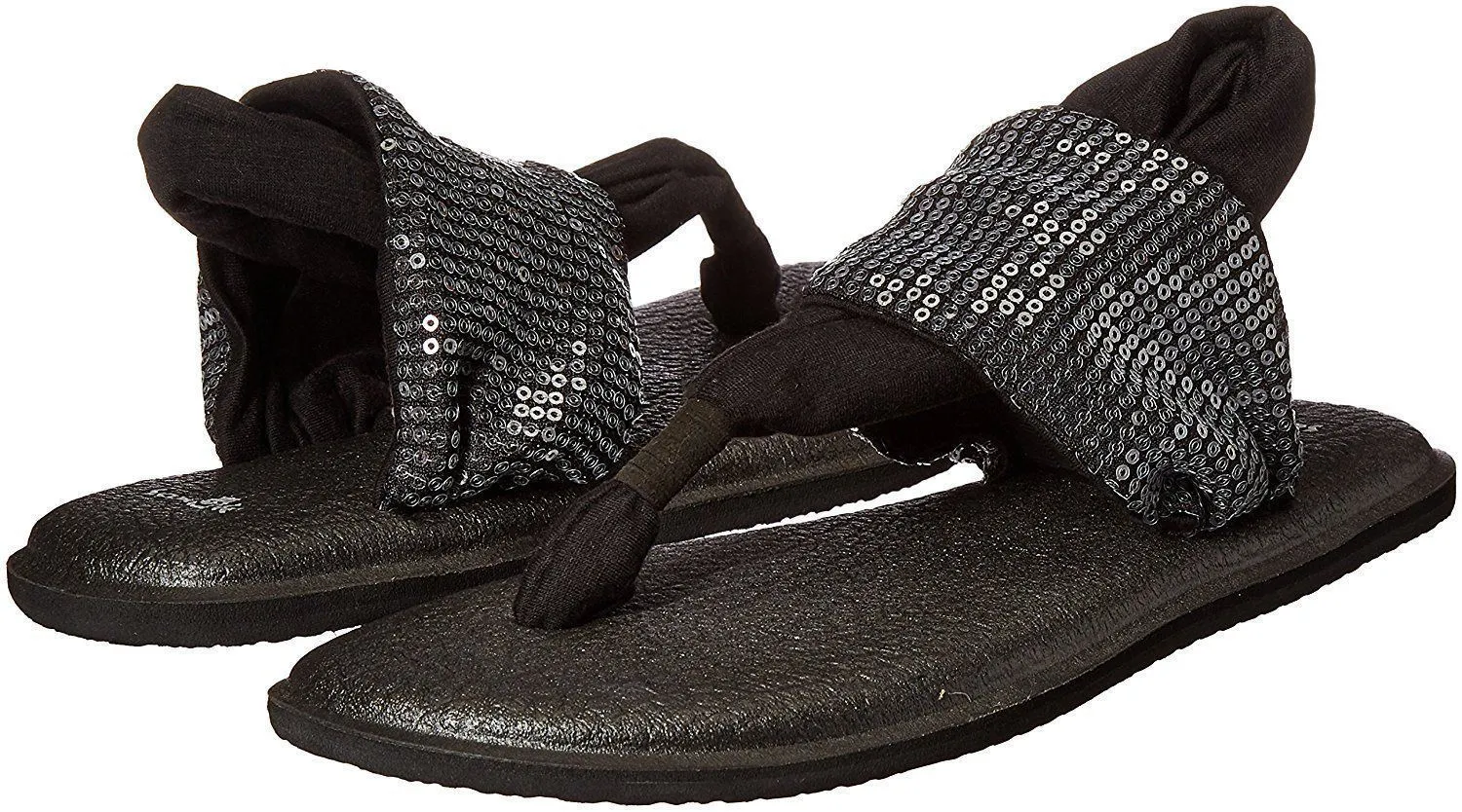 Sanuk Women's Yoga Sling Sequins Black Sandals