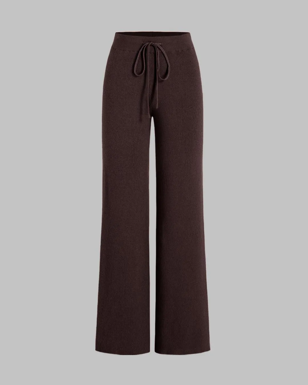 Set Of Two Ruched Square Neck Crop Top With Trouser In Dark Brown