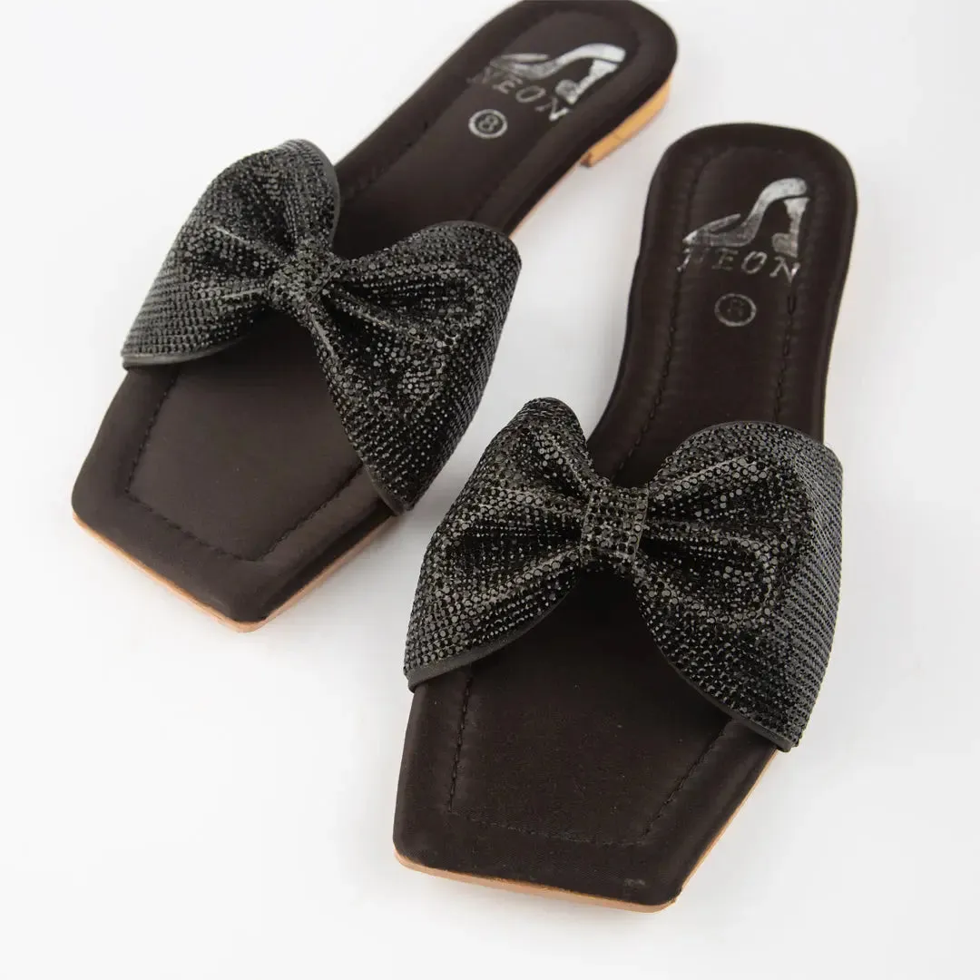 Shimmer Bow Slipper Green