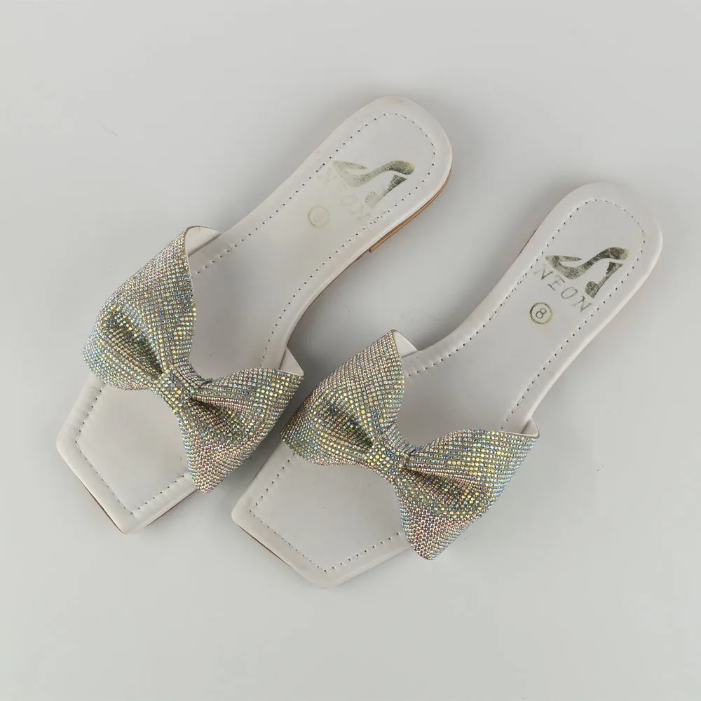 Shimmer Bow Slipper Green