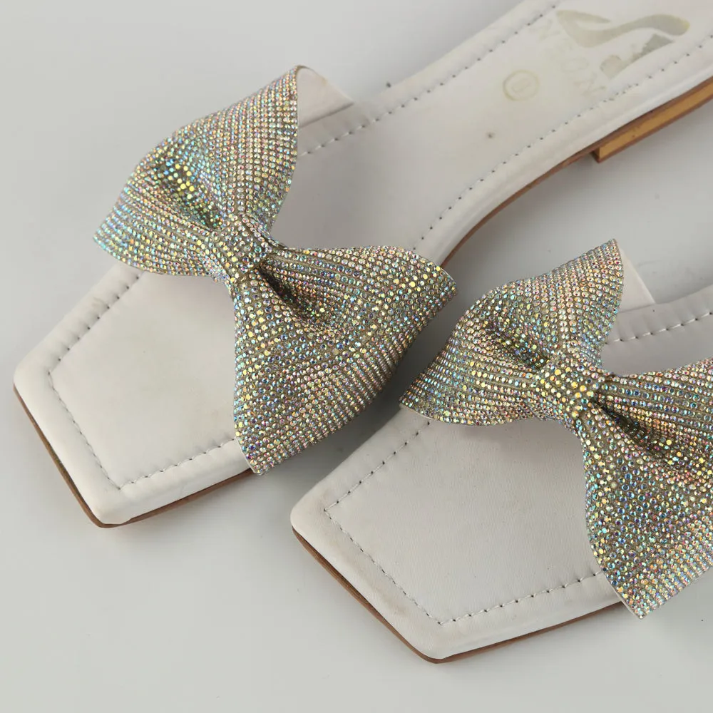 Shimmer Bow Slipper Green