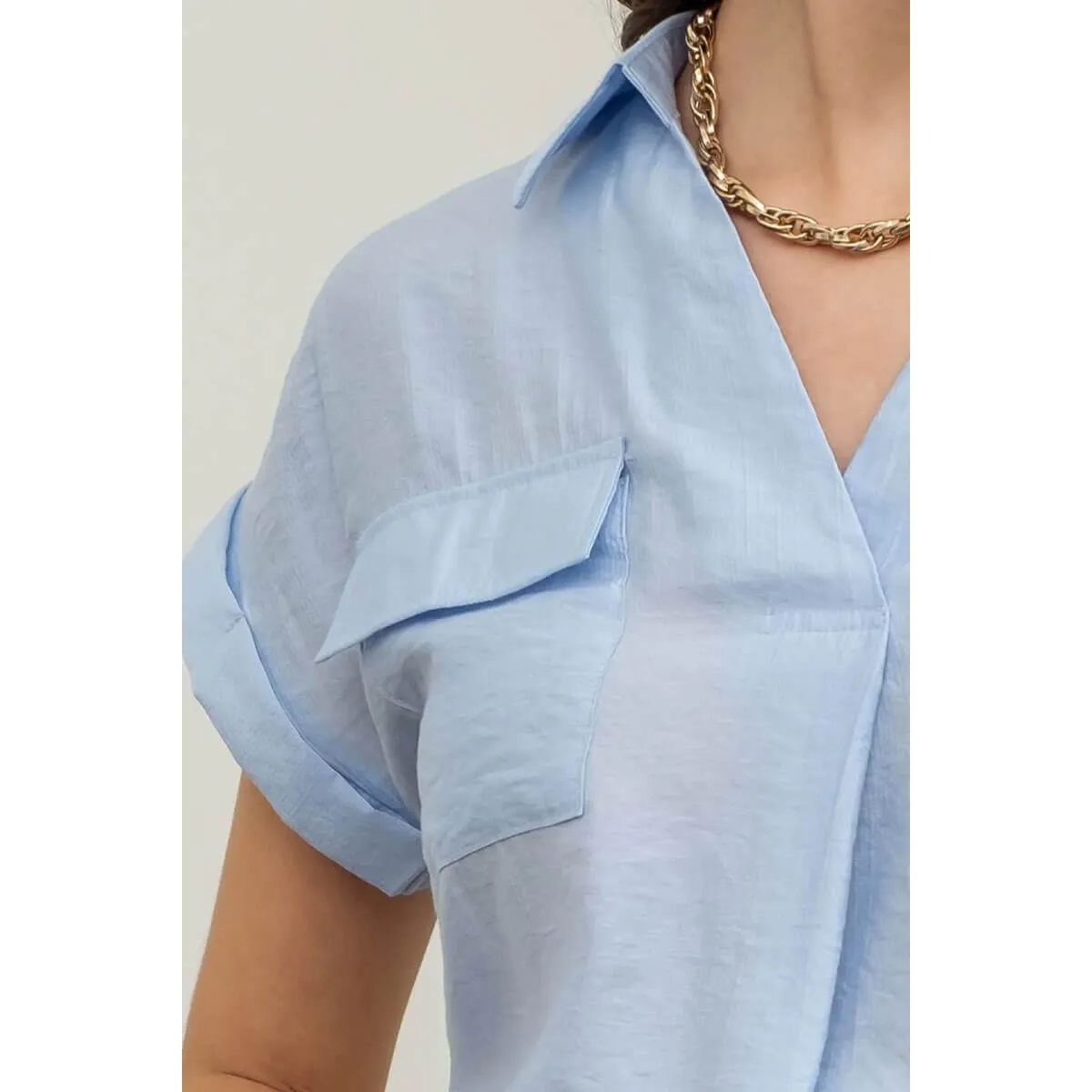 Short Sleeve V-Neck Blouse