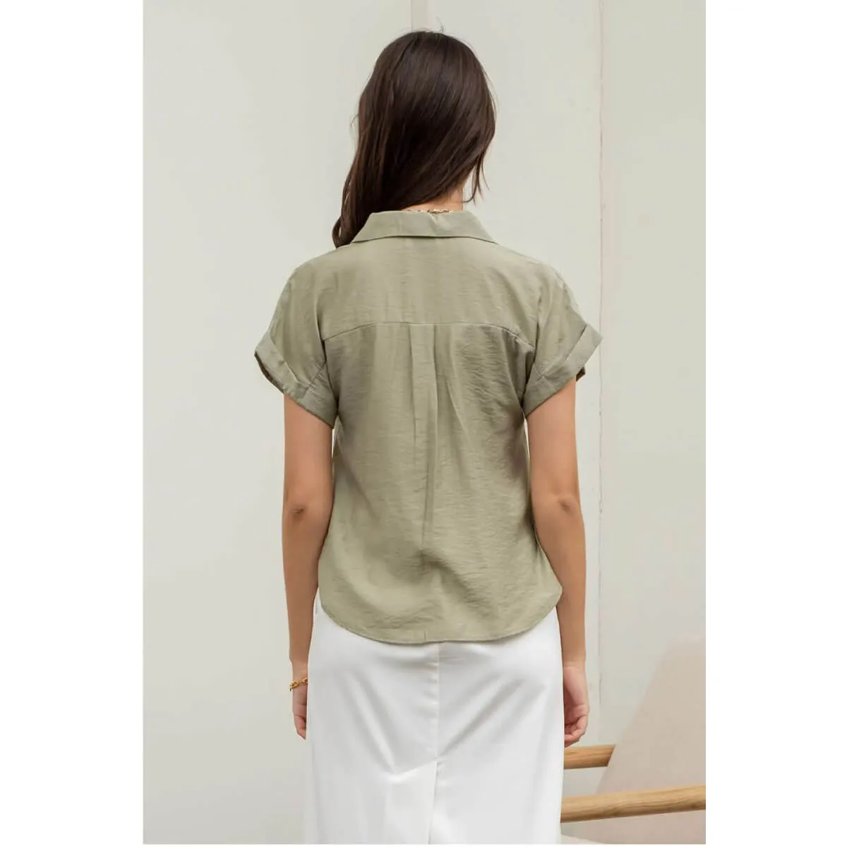 Short Sleeve V-Neck Blouse