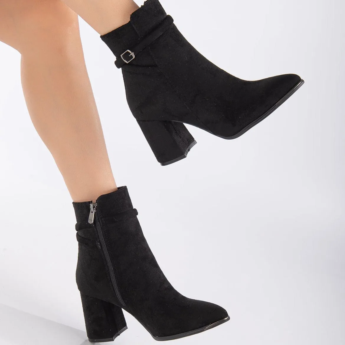 Solange - Black Suede Ankle Boots