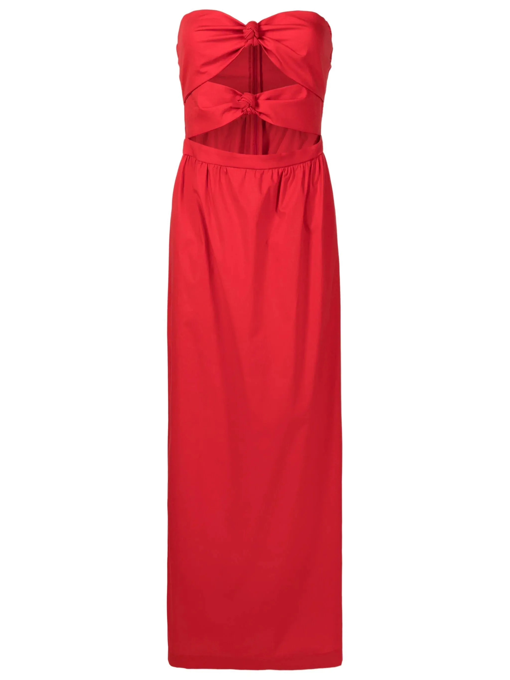 Solid Strapless Double-Knot Long Dress