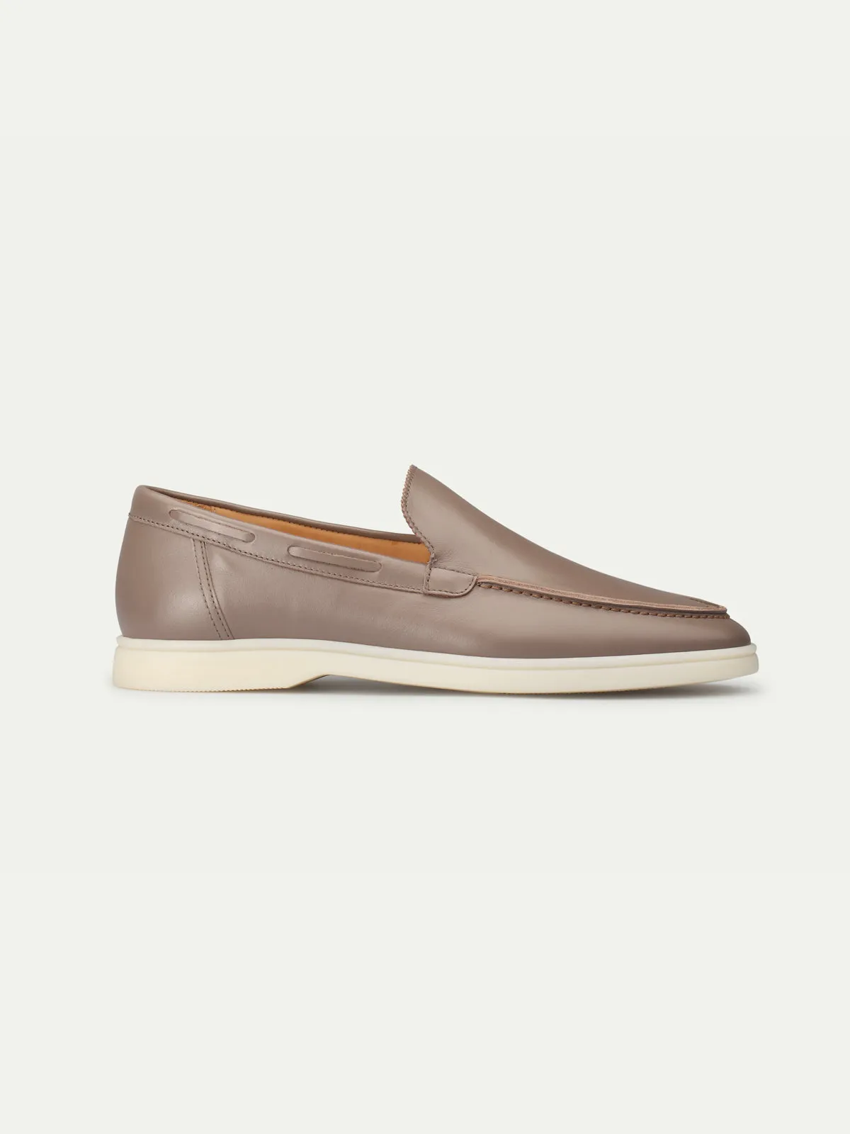 Taupe Leather Yacht Loafers