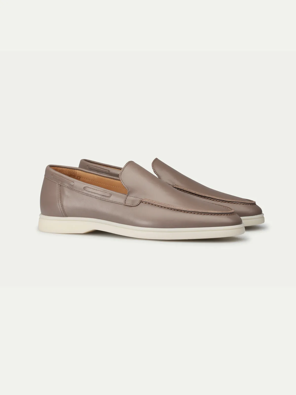 Taupe Leather Yacht Loafers