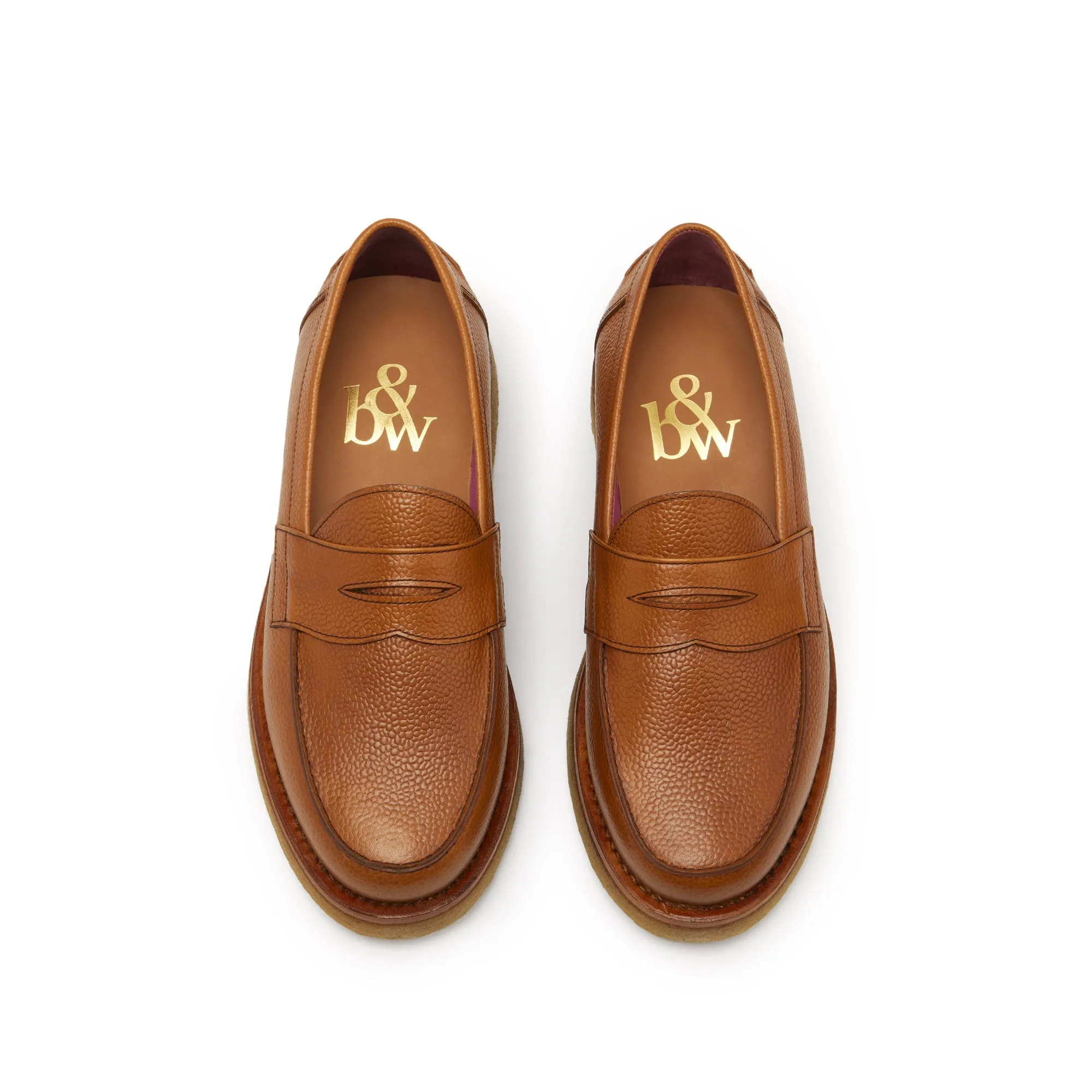 Ellis Mens Comfortable Penny Loafer in Maple with Crepe Sole