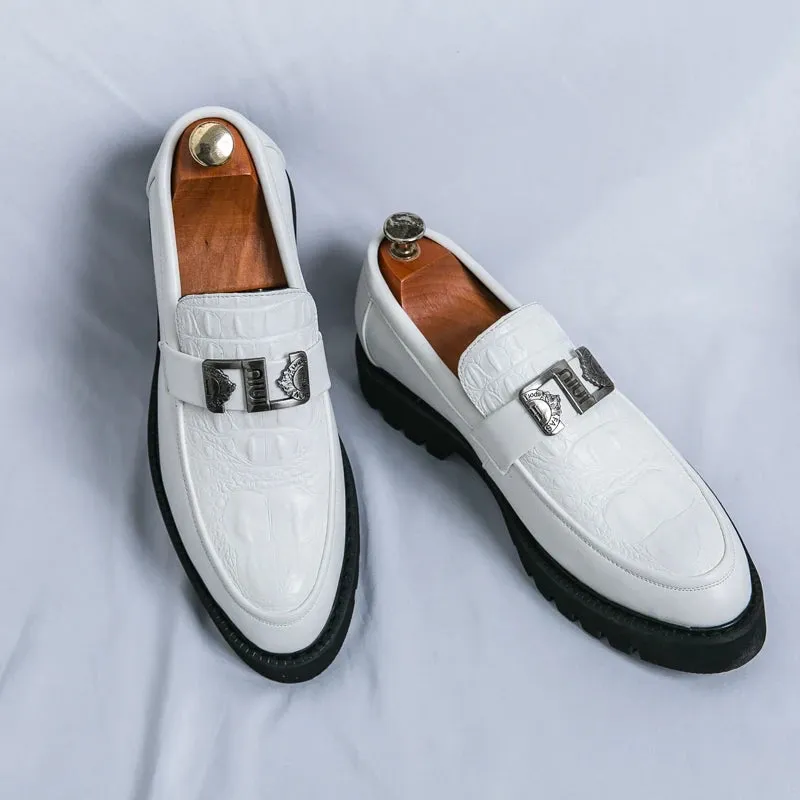 Thick-Soled Metal Appliques Loafers