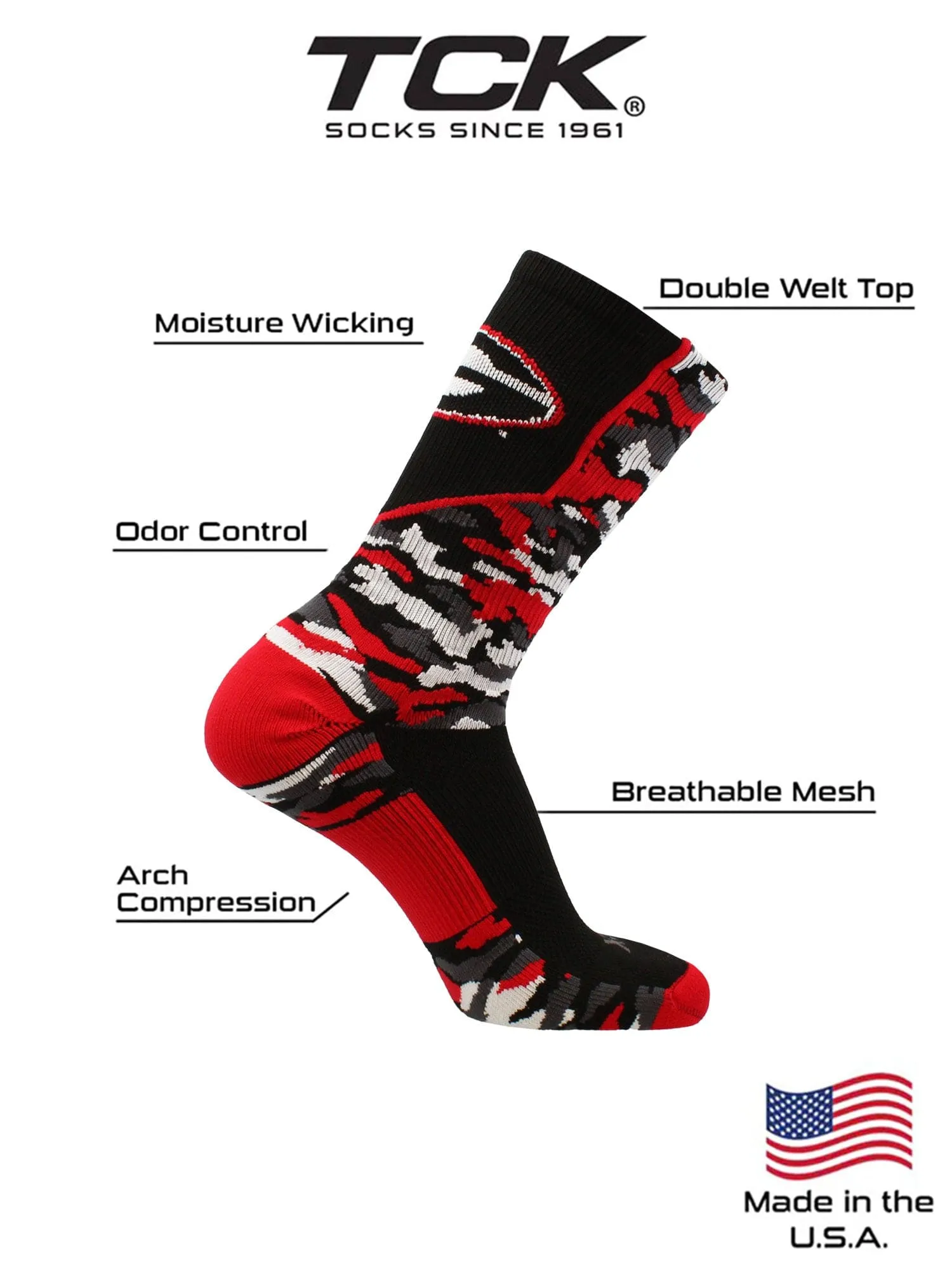 University of Georgia Bulldogs Woodland Camo Crew Socks