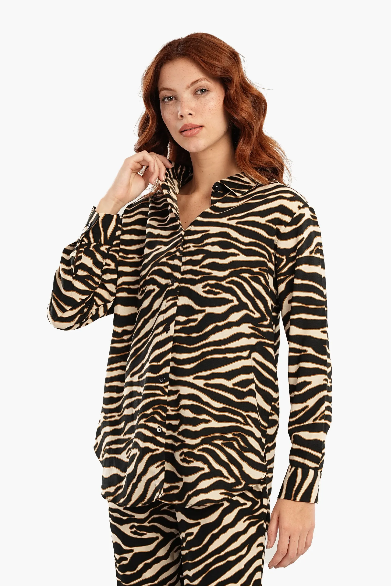 Voile Zebra Print Shirt