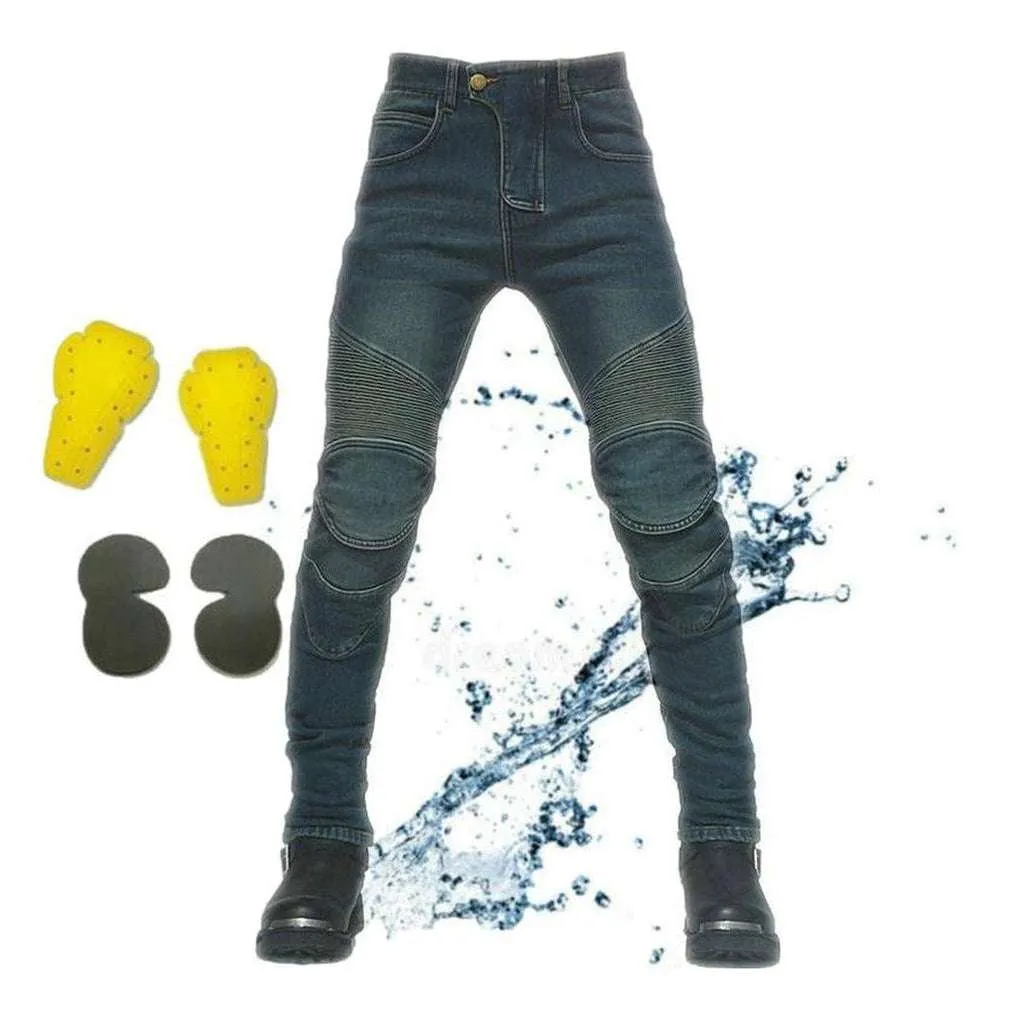 Waterproof winter men's biker jeans