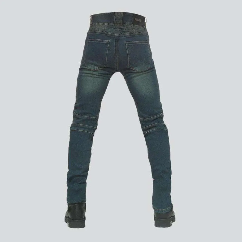 Waterproof winter men's biker jeans