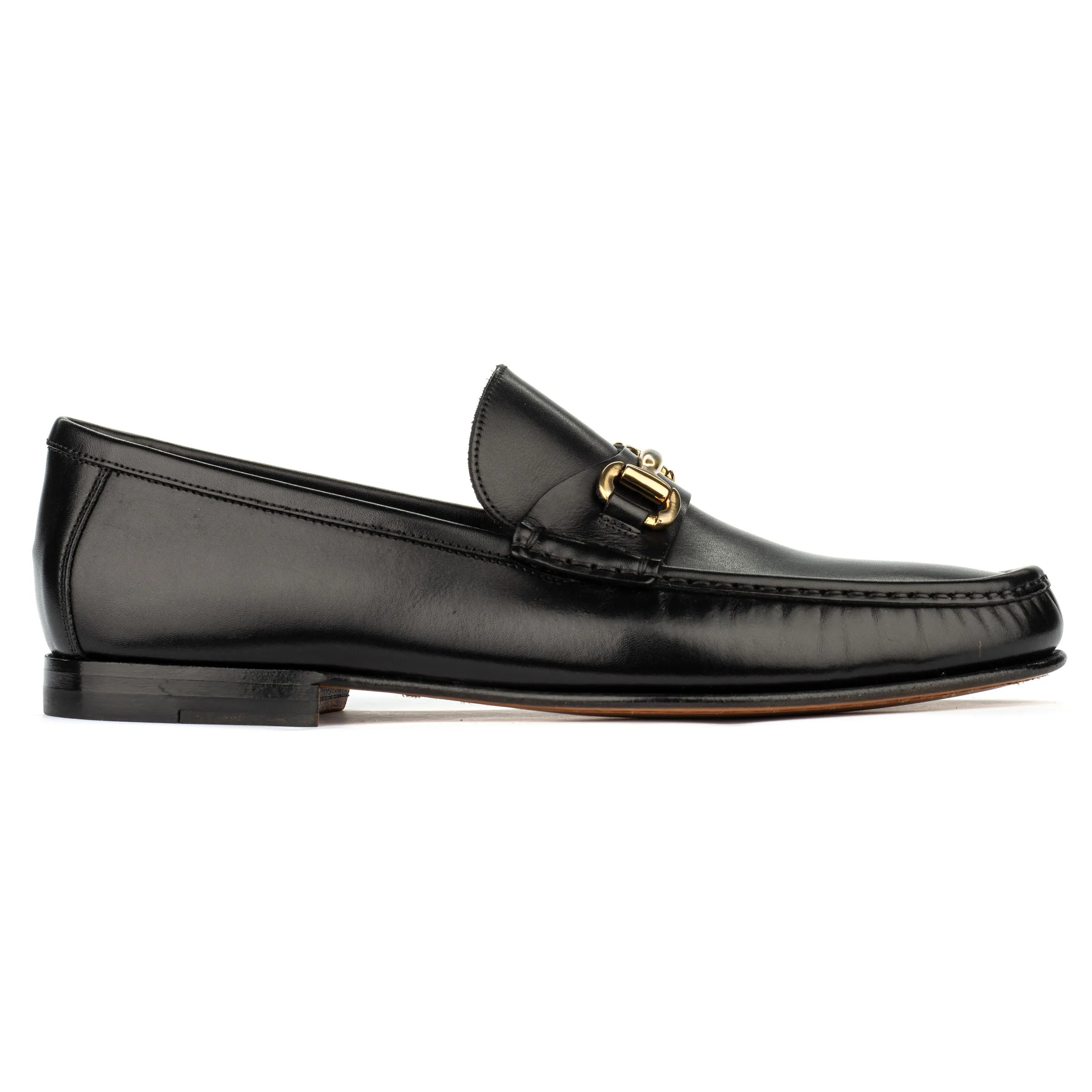 Watts Black Leather Bit Loafers