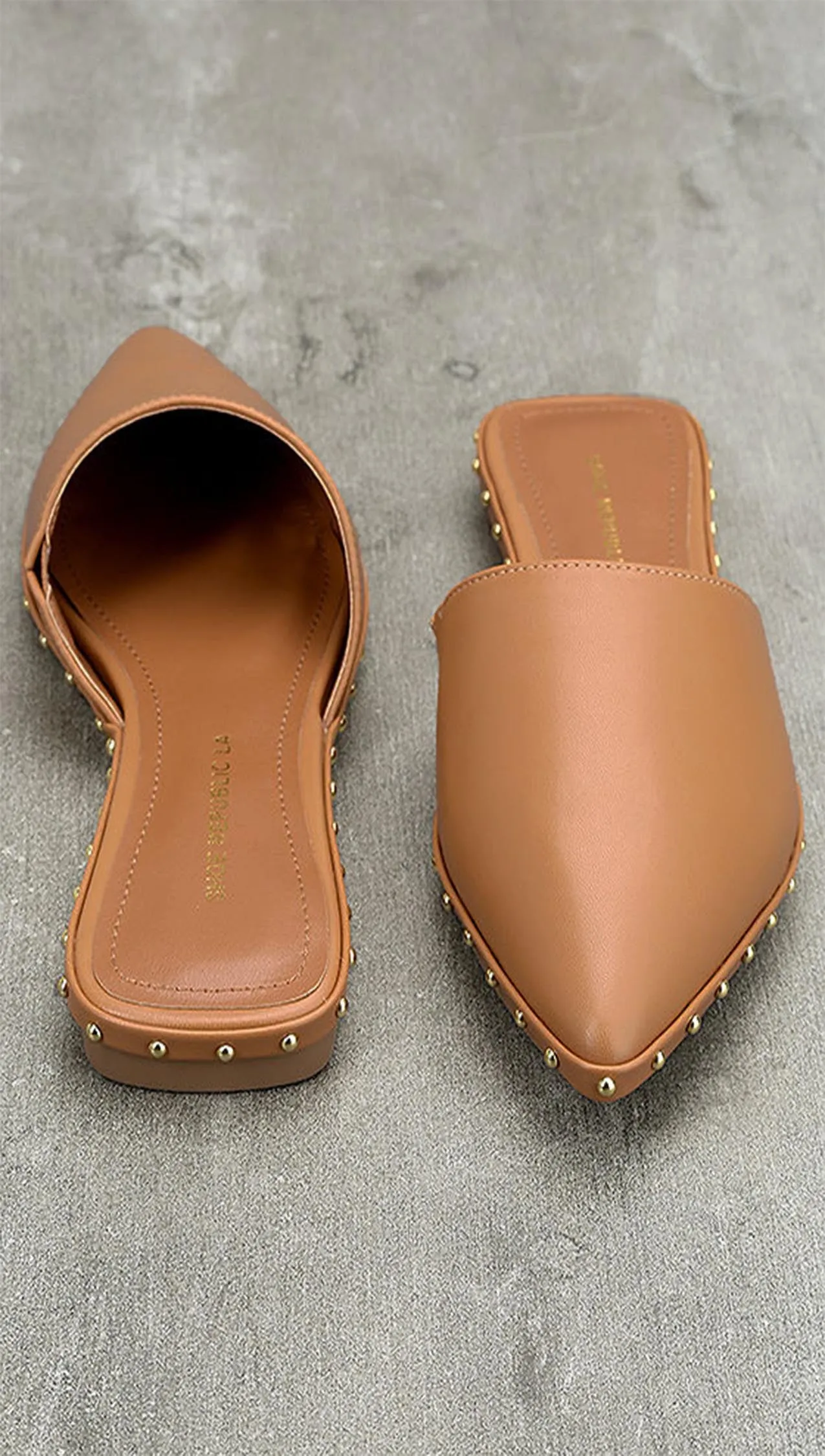 Watts Camel Studded Loafer Slides