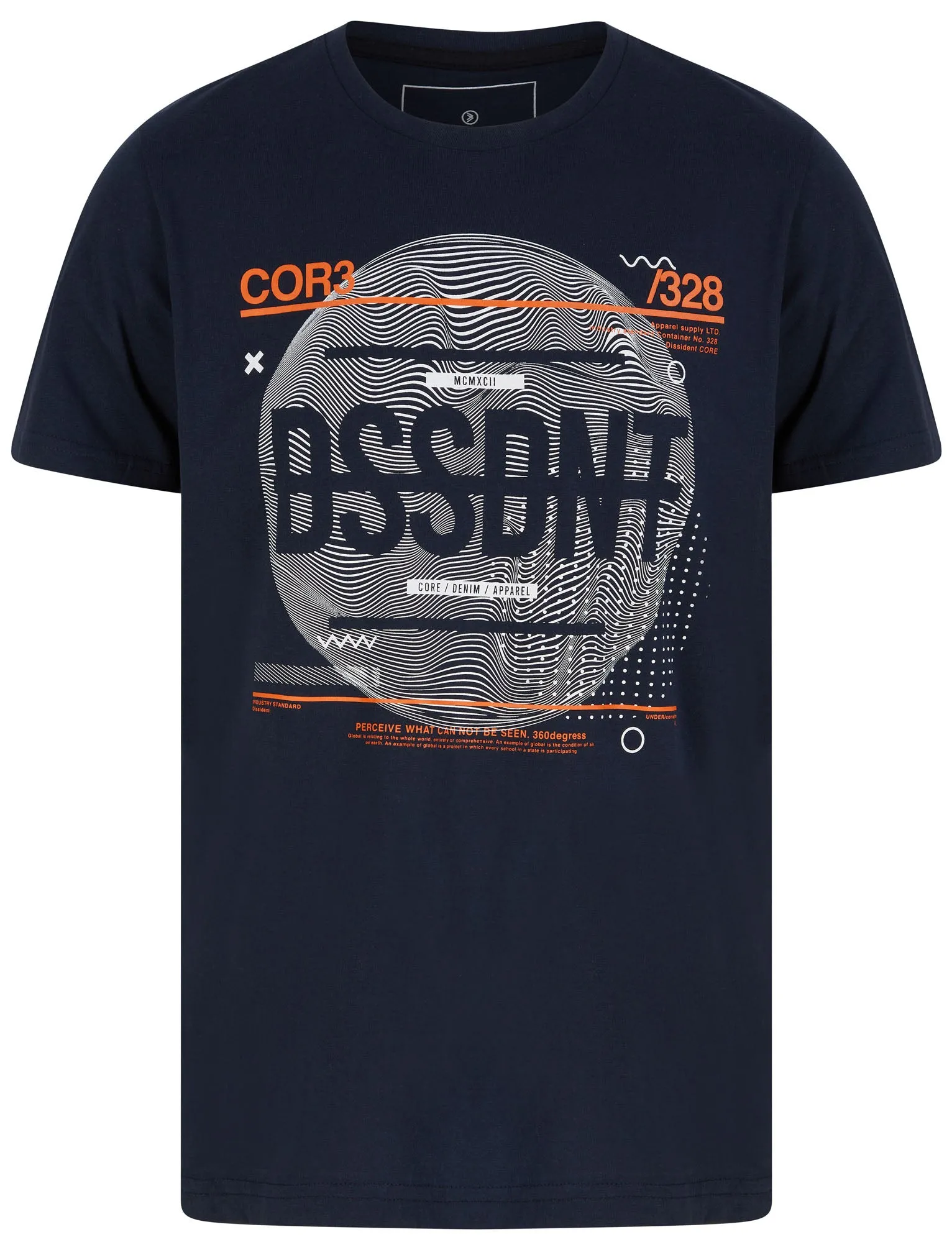 Waves Motif Cotton Jersey T-Shirt In Sky Captain Navy - Dissident