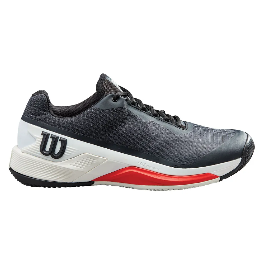 Wilson Rush Pro 4.0 Clay (Mens) - Black/White/Poppy Red