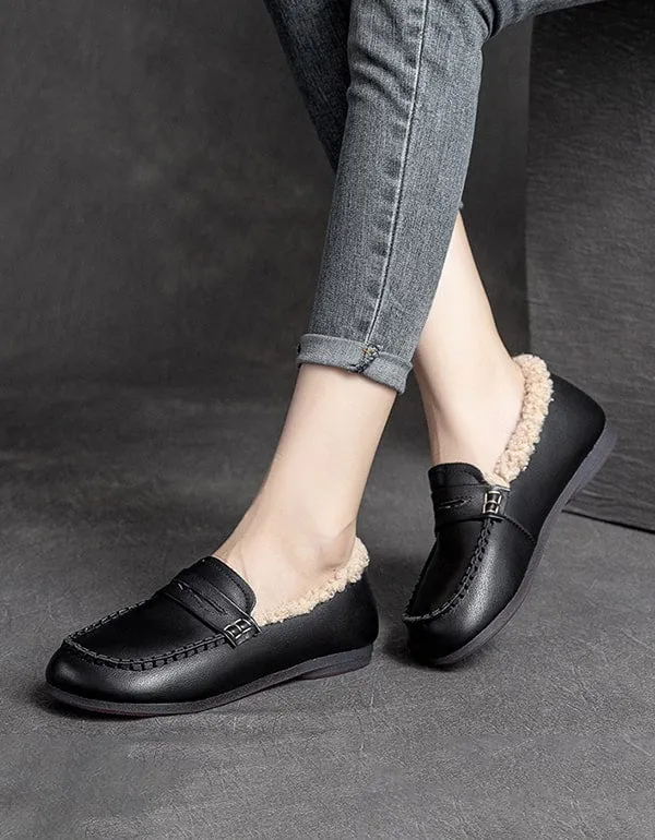 Winter Flat-bottomed Cotton Velvet Retro Loafers