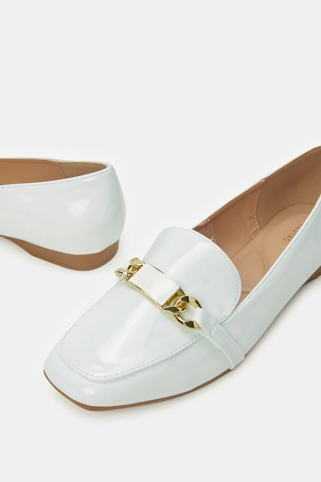 Women White Patent Loafers