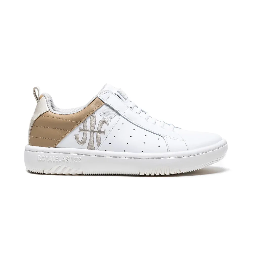 Women's Icon 2.0 White Gold Logo Leather Sneakers 96523-077