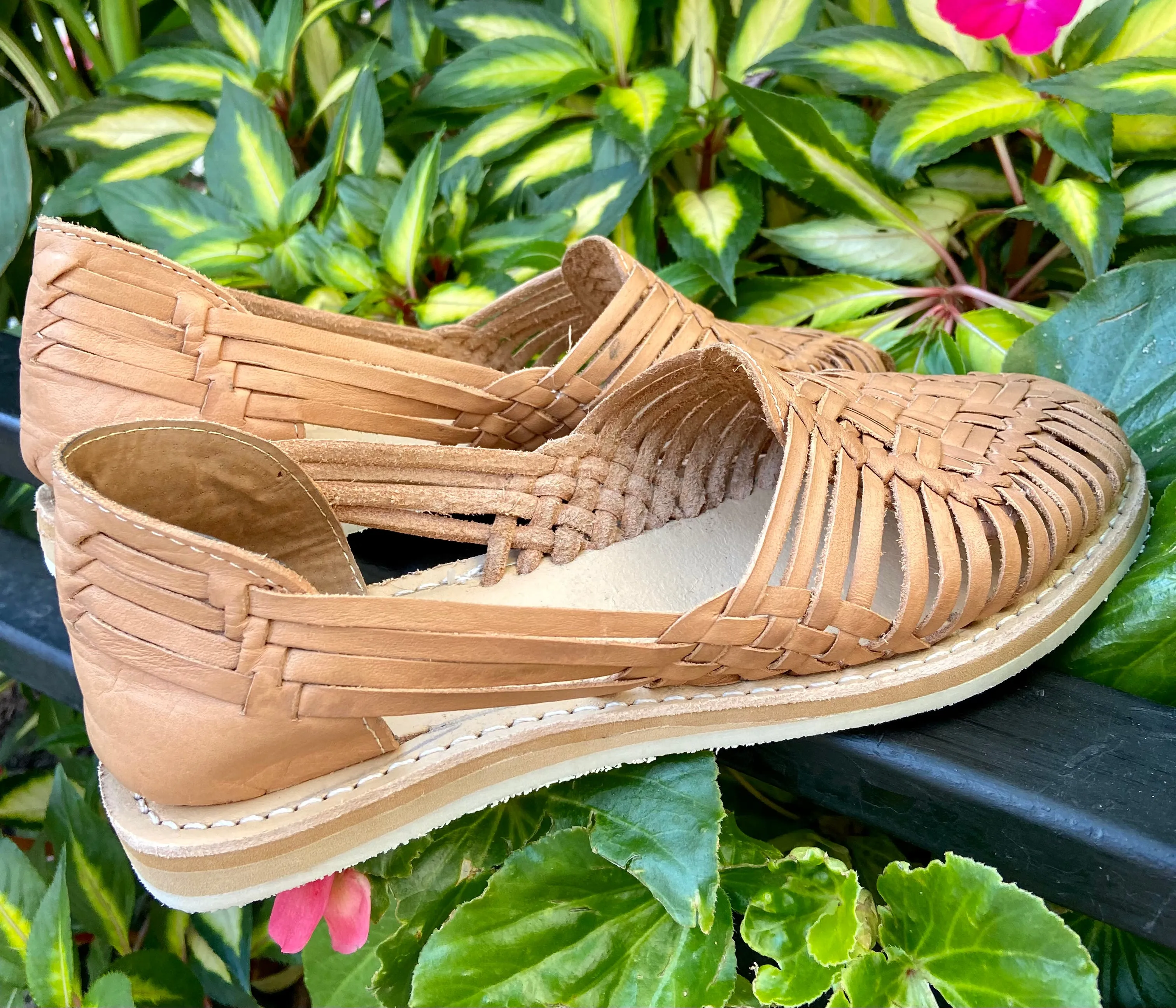 Women’s Mexican Huarache Sandals -- Natural Leather