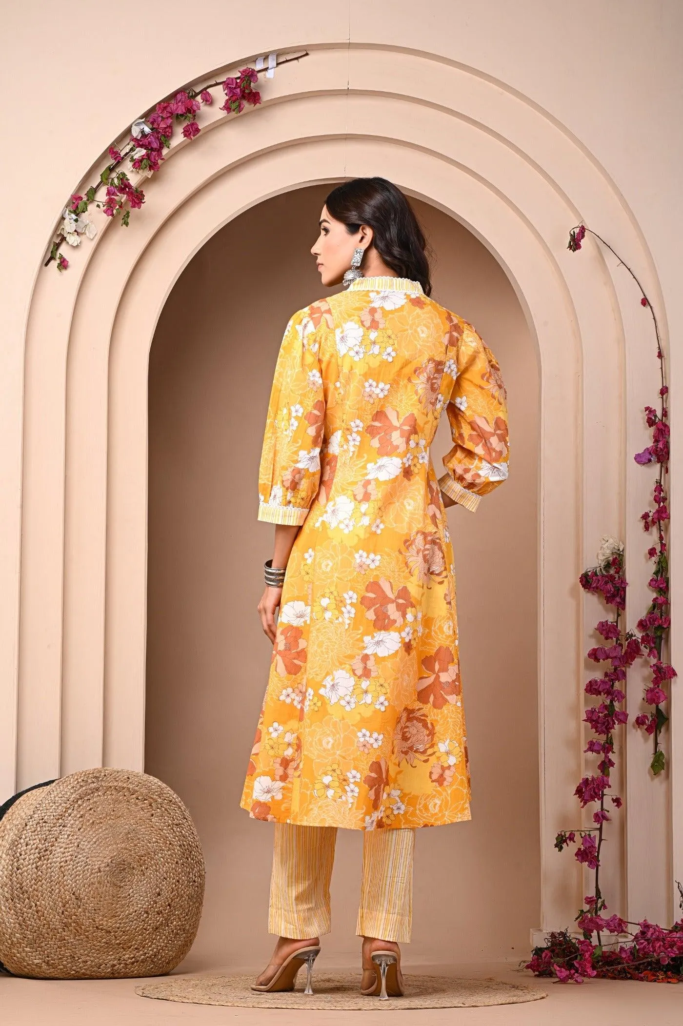 Yellow Printed Dupatta Set