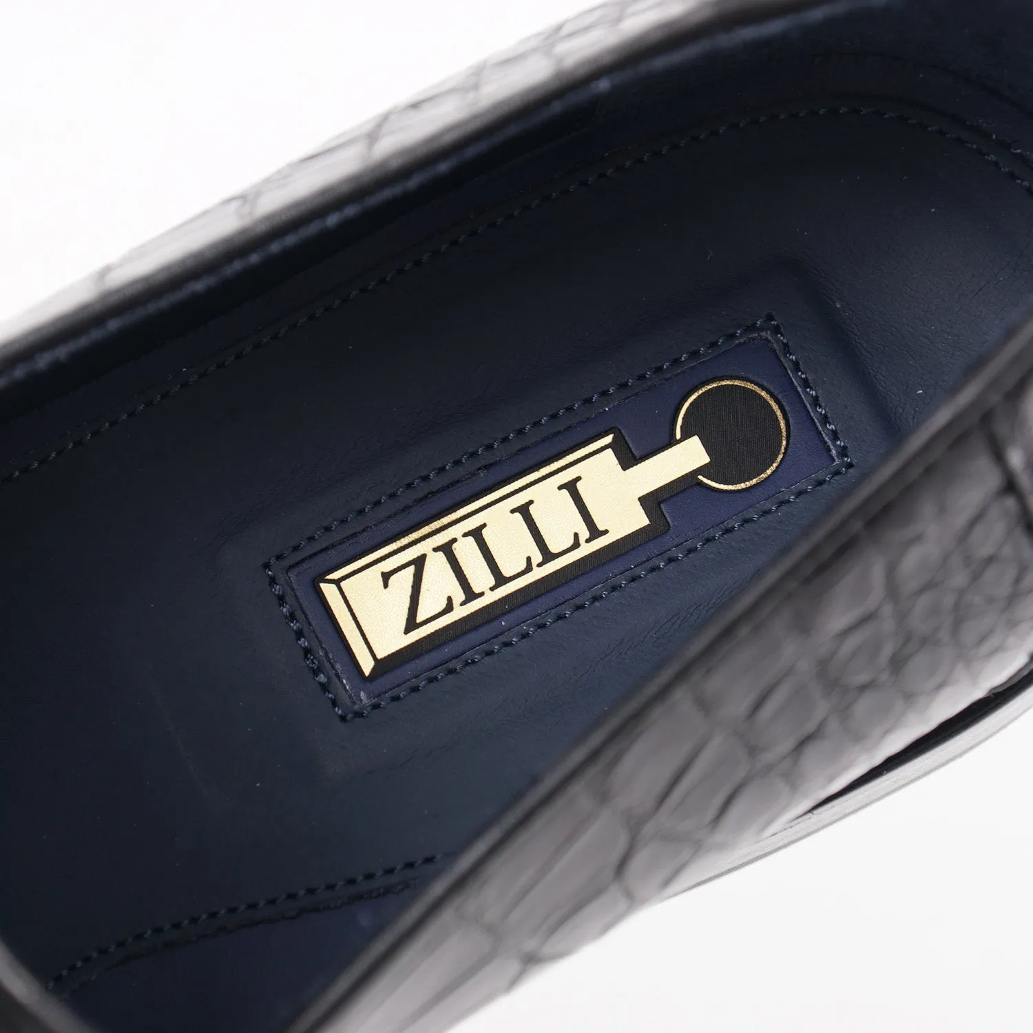 Zilli Satin Black Full Crocodile Loafers